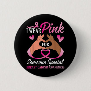 Ik Draag Pink Gnome Breast Cancer Awareness Ronde Button 5,7 Cm