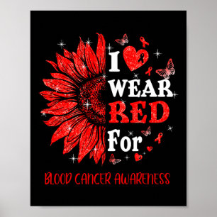 Ik draag Red Twinkle Heart Sunflower Blood Cancer Poster