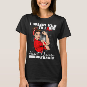 Ik Draag Rood Om Hartziekte Bewustzijn Rommelig Te T-shirt