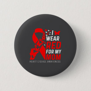 Ik Draag Rood Voor De Hartziekte Vlinders Van Mijn Ronde Button 5,7 Cm