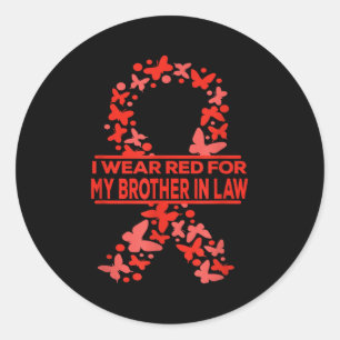 Ik Draag Rood Voor Hartziekte Bij Mijn Zwager Ronde Sticker