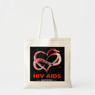 Ik Draag Rood voor hiv aidsbewustzijn Tote Bag