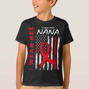 Ik draag rood voor mijn Nana Hartziekte bewustzijn T-shirt