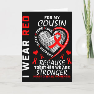 Ik draag rood voor mijn neef Hartziekte bewustzijn Kaart