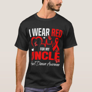 Ik draag rood voor mijn oom Hartziekte bewustzijn T-shirt