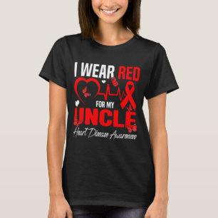 Ik Draag Rood Voor Mijn Oom Hartziekte Bewustzijn T-shirt