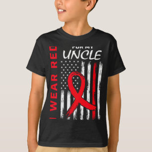 Ik draag rood voor mijn oom Hartziekte bewustzijns T-shirt