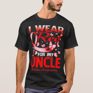 Ik Draag rood voor mijn oom Stroke Bewustheid T-shirt