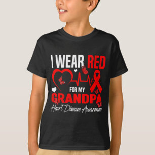 Ik Draag Rood Voor Mijn Opa Hartziekte Bewustzijn T-shirt