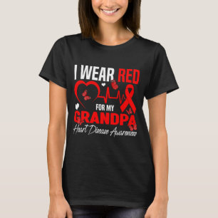 Ik Draag Rood Voor Mijn Opa Hartziekte Bewustzijn T-shirt