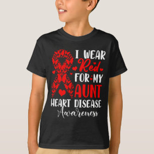 Ik draag rood voor mijn tante Hartziekte bewustzij T-shirt
