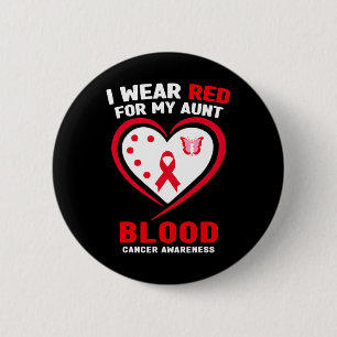 Ik draag rood voor mijn tante vanwege bloedkanker ronde button 5,7 cm
