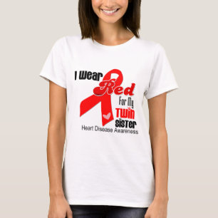 Ik Draag rood voor mijn tweelingzuster hartziekte T-shirt