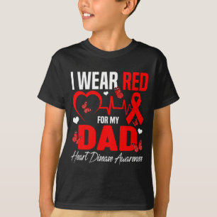 Ik draag rood voor mijn vader Hartziekte bewustzij T-shirt