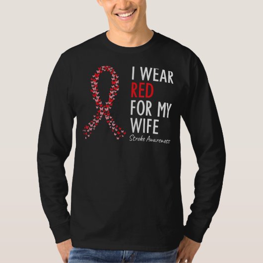 Ik Draag Rood voor mijn vrouw Leiding Awareness W T-shirt (Voorkant)
