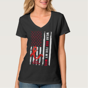 Ik Draag Rood voor mijn vrouw Leiding Awareness W T-shirt