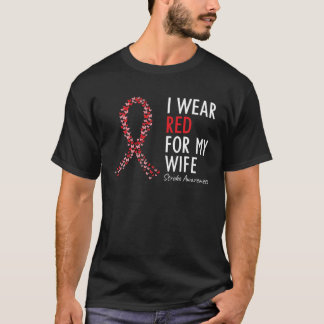 Ik Draag Rood voor mijn vrouw Leiding Awareness W T-shirt