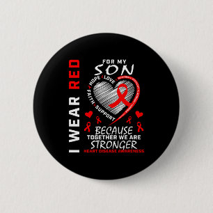 Ik draag rood voor mijn zoon Hartziekte bewustzijn Ronde Button 5,7 Cm