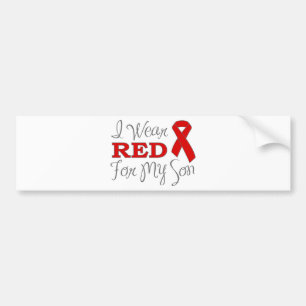 Ik Draag rood voor mijn zoon (rood lint) Bumpersticker