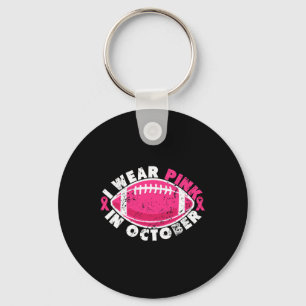 Ik Draag roze in oktober Football Breast Cancer Aw Sleutelhanger