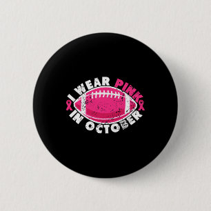 Ik Draag Roze In Oktober Voetbal Borstkanker Bewus Ronde Button 5,7 Cm