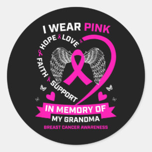 Ik Draag roze ter nagedachtenis aan mijn oma borst Ronde Sticker