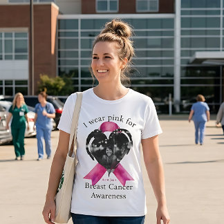 Ik draag roze voor borstkankerbewustzijnsfoto t-shirt