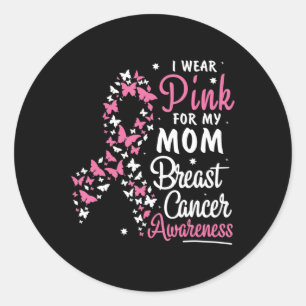 Ik Draag Roze voor Mijn Mam Borst Cancer Awareness Ronde Sticker