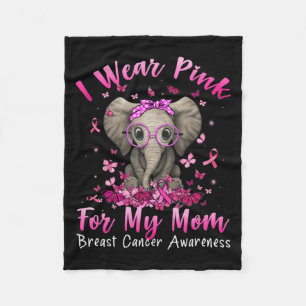 Ik Draag roze voor mijn mama Elephant Breast Cance Fleece Deken
