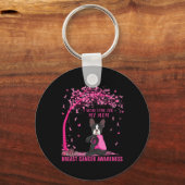 Ik Draag roze voor mijn moeder Boston Terrier Brea Sleutelhanger (Voorkant)