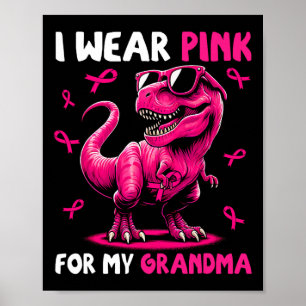 Ik Draag roze voor mijn oma T-rex dinosaurus borst Poster