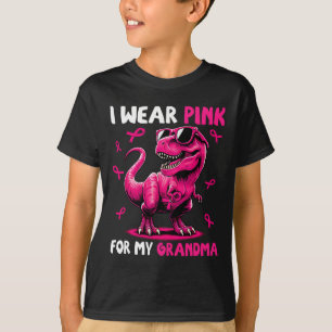 Ik Draag roze voor mijn oma T-rex dinosaurus borst T-shirt