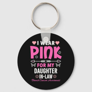 Ik draag roze voor mijn schoondochter borstkanker sleutelhanger