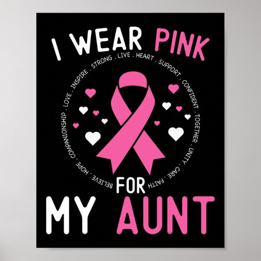 Ik Draag roze voor mijn tante Breast Cancer Suppor Poster (Voorkant)