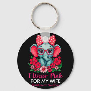 Ik Draag roze voor mijn vrouw Elephant Breast Canc Sleutelhanger