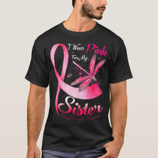 Ik Draag roze voor mijn zuster Dragonfly borstkank T-shirt