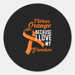 Ik Draag Sinaasappel voor mijn kleinzoon nierkanke Ronde Sticker