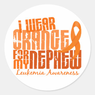 Ik Draag Sinaasappel voor mijn neefje 6.4 leukemie Ronde Sticker