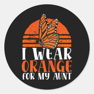 Ik Draag Sinaasappel voor mijn tante boeiende vlin Ronde Sticker