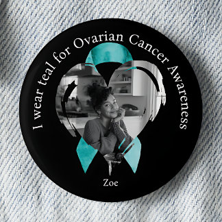 Ik draag teal voor foto met eierstokkankerbewustzi ronde button 5,7 cm