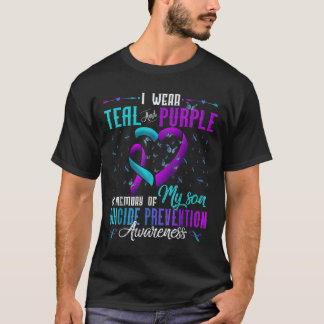 Ik draag turkoois paars voor mijn zoon, preventie  t-shirt