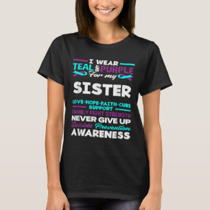 Ik draag turquoise en paars voor mijn zus suïcide t-shirt