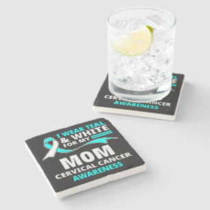 Ik draag turquoise en wit mijn moeder baarmoederha stenen onderzetter