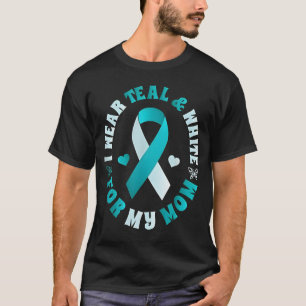 Ik draag turquoise en wit voor mijn moeder baarmoe t-shirt