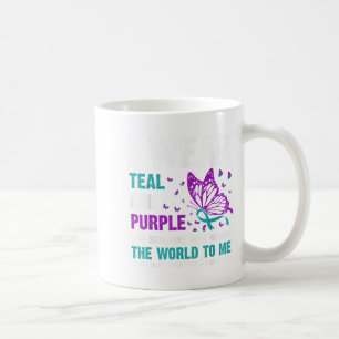 Ik draag turquoise & paars voor iemand die mij koffiemok