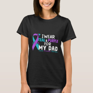 Ik draag turquoise & paars voor mijn vader suicide t-shirt