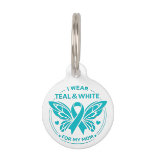 Ik Draag Turquoise & Wit voor Mijn Moeder Knop Huisdierpenning