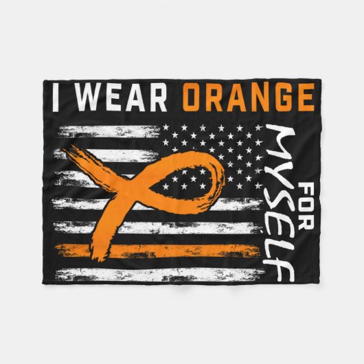 Ik Draag zelf Sinaasappel voor leukemie kankerprij Fleece Deken (Voorkant (Horizontaal))