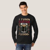 Ik draai Koffie in Code Fun Web Developers Coderin T-shirt (Voorkant volledig)