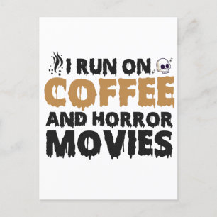Ik Draai Op Koffie En Griezelfilms Funny Halloween Briefkaart
